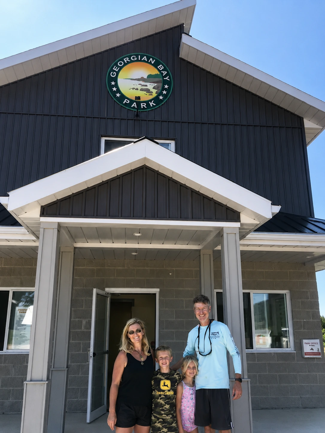 Family at the Georgian Bay Park office entrance